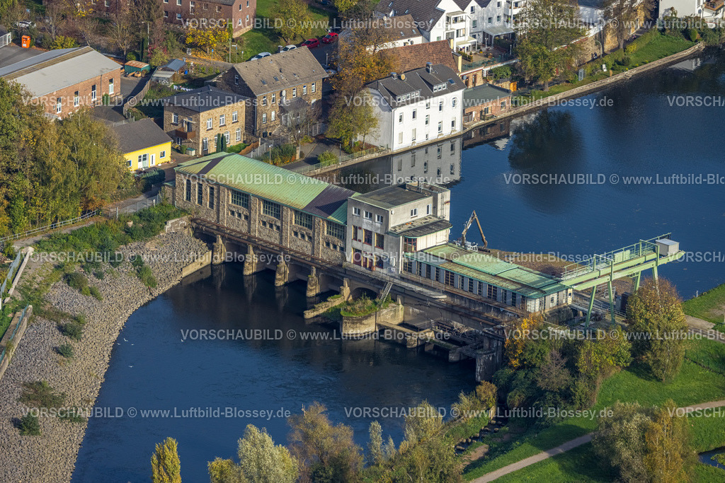 Wetter221017336 | Luftbild, Kraftwerk Harkort Wehr, Fluss Ruhr Obergraben, Wetter, Ruhrgebiet, Nordrhein-Westfalen, Deutschland