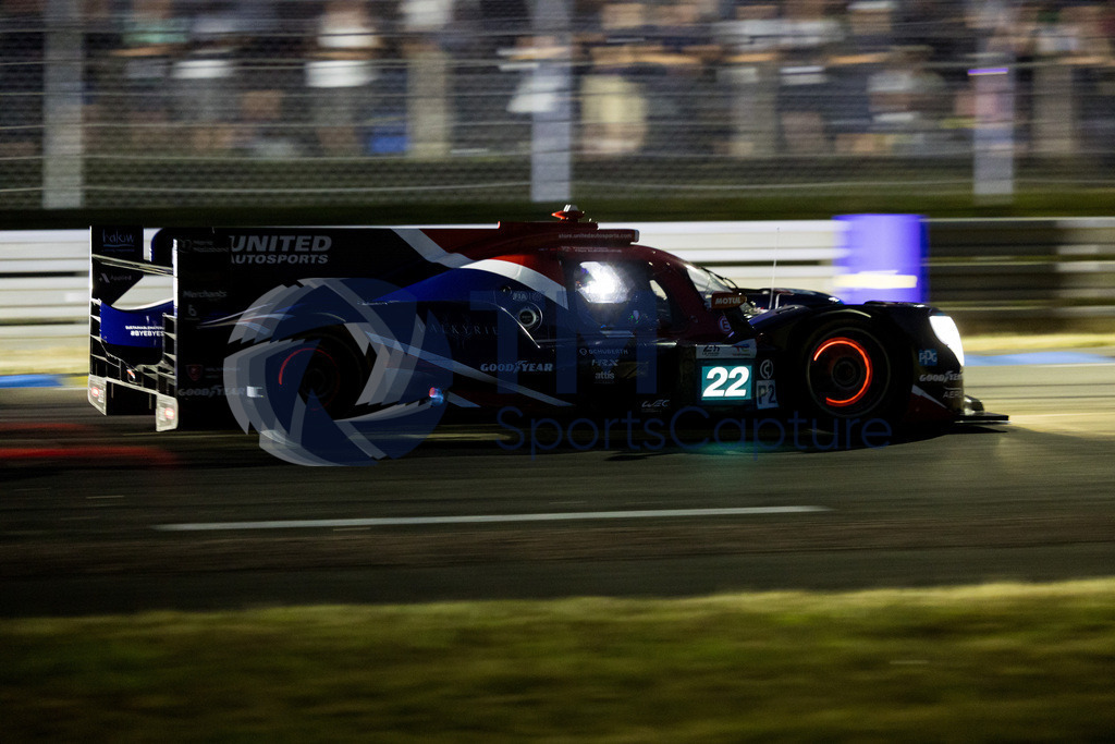 Trainproduction-20230607-2000 | LE MANS,FRANCE,07.Jun.23 - MOTORSPORTS - WEC, FIA World Endurance Championships, 24 Hours of Le Mans, Circuit de la Sarthe, free practice 1. Image shows Philip Hanson (GBR), Filipe Albuquerque (POR) and Frederick Lubin (GBR/ United Autosports). Photo: Trainproduction / Matthias Trinkl