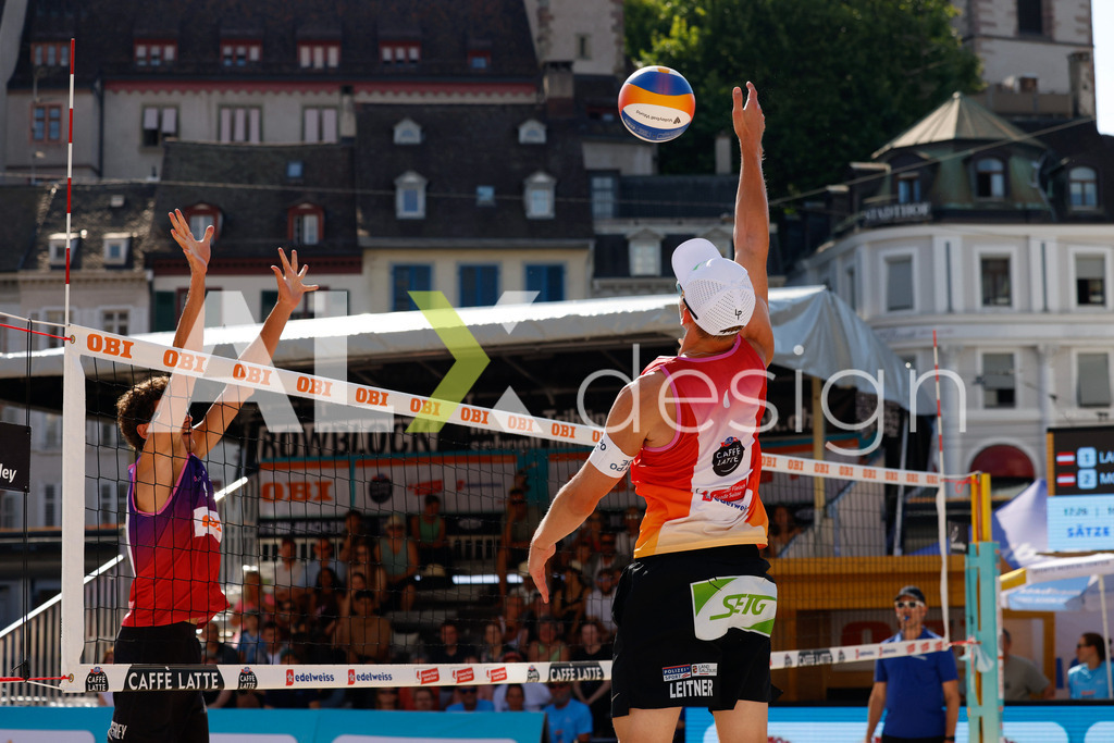 Obi BeachTour 2026 - Basel | BASEL, SWITZERLAND - JULY 17: LAURENZ LEITNER (AUT) during the Obi BeachTour 2026 match between LEITNER / KINDL (AUT) and MASSEREY / SCHNEGG (SUI) at Barfüsserplatz on July 17, 2026 in Basel, Switzerland. - Realisiert mit Pictrs.com