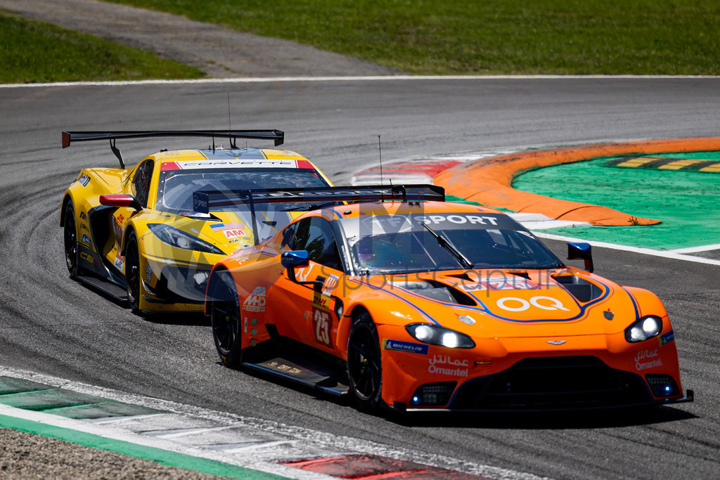 Trainproduction-20230709-0011 | MONZA,ITALY,09.Jul.23 - MOTORSPORTS - WEC, FIA World Endurance Championships, 6h of Monza, Autodromo Monza. Image shows Ahmad Al Harthy (OMA), Michael Dinan (USA) and Charlie Eastwood (IRL/ ORT by TF) and Nicky Catsburg (NED), Ben Keating (USA) and Nicolas Varrone (ARG/ Corvette Racing).  Photo: Trainproduction / Matthias Trinkl