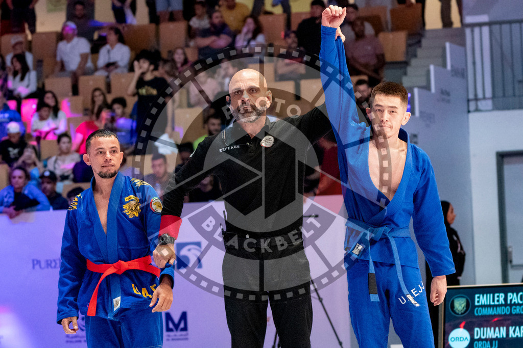 20231106PBB1218 | Fighters compete during the AJP World Master Championship in the Mubadala Arena in Abu Dhabi, Arab United Emirates, on November 6, 2023.