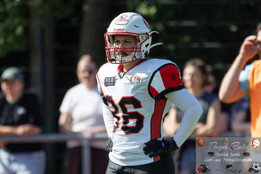 GFLW 1: German Football League Women 1: Rodgau Pioneers Ladies - Stuttgart Scorpions Sisters, 07.06.2026 | Angela Daniela Luzia Kächle (Stuttgart Scorpions Sisters #86), Freisteller, Portrait / Porträt, Rodgau Pioneers Ladies - Stuttgart Scorpions Sisters, Rodgau, Maingau-Energie-Stadion "Am Weichsee", 7.6.2026 - Realisiert mit Pictrs.com