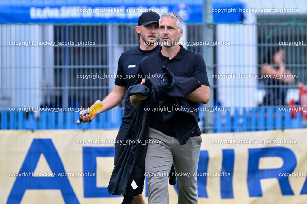 SAK vs. ATUS Ferlach | Headcoach ATUS Ferlach Darko Djukic, Asisstentcoach Atus Ferlach Petar Maric, SAK vs. ATUS Ferlach, SAK vs. ATUS Ferlach am 01.08.2025 in Klagenfurt (Sportpark Welzenegg), Austria, (Photo by Bernd Stefan)