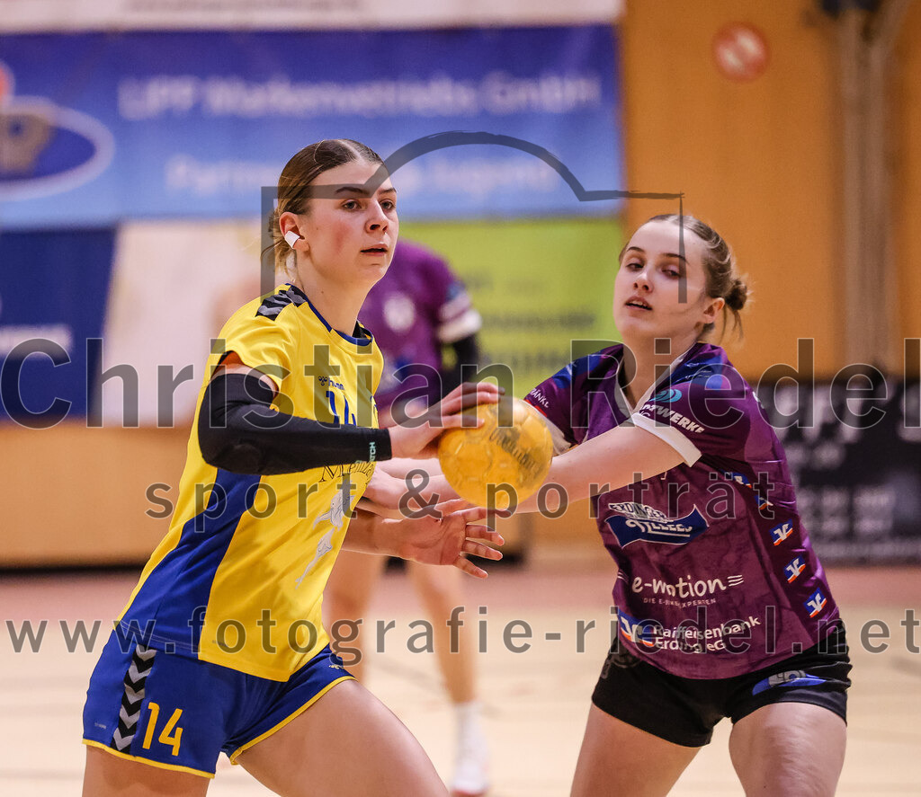 2025-02-15_106_SpVgg_Altenerding_gegen_MTV_Pfaffenhofen | Erding, Deutschland, 15.02.2025:Handball, Bezirksoberliga Frauen Altbayern 2024 / 2024, 14. Spieltag, SpVgg Altenerding gegen MTV Pfaffenhofen, Endergebnis: 27:23Julia Waterkotte (MTV Pfaffenhofen, #14)Foto: Christian Riedel / fotografie-riedel.net
