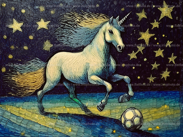 Einhorn spielt Fußball 1 | Digital Art | Digitale Kunst