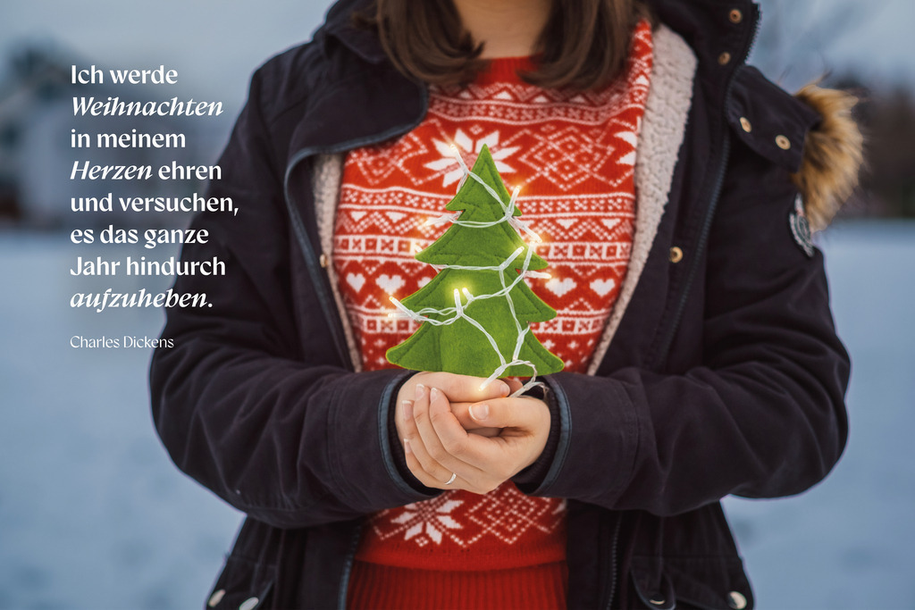 Ich werde Weihnachten in meinem Herzen ehren und versuchen, es das ganze Jahr hindurch aufzuheben. — Charles Dickens | christliche Weihnachtskarte
