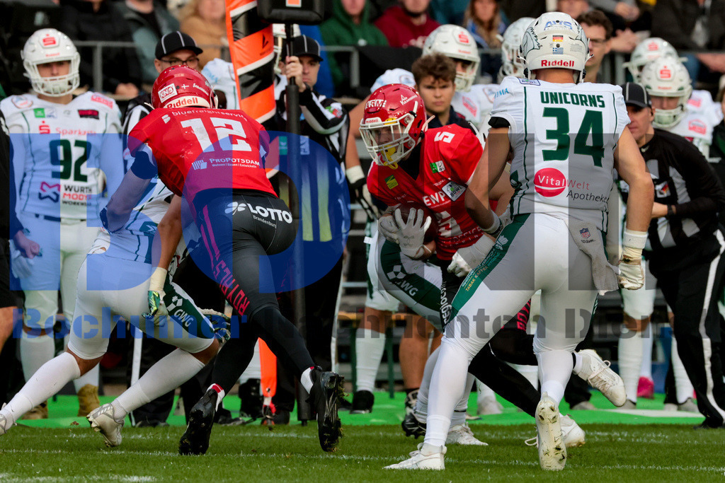  14.10.2023 - 
 | Sebastian Sendlak / Bochumer Nachrichtendienst (BOND) - GFL-Bowl 2023: Schwaebisch Hall Unicorns vs. Potsdam Royals - Realisiert mit Pictrs.com