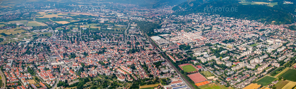 Luftbild: Panorama im Ortsteil Kirchheim in Heidelberg im Bundesland Baden-Württemberg in Deutschland. Foto: IMG_29892-Bearbeitet.jpg vom 02.07.2010 durch Werner Riehm/FLY-FOTO.de – Auflösung des Originals: 8283 x 2510 px
