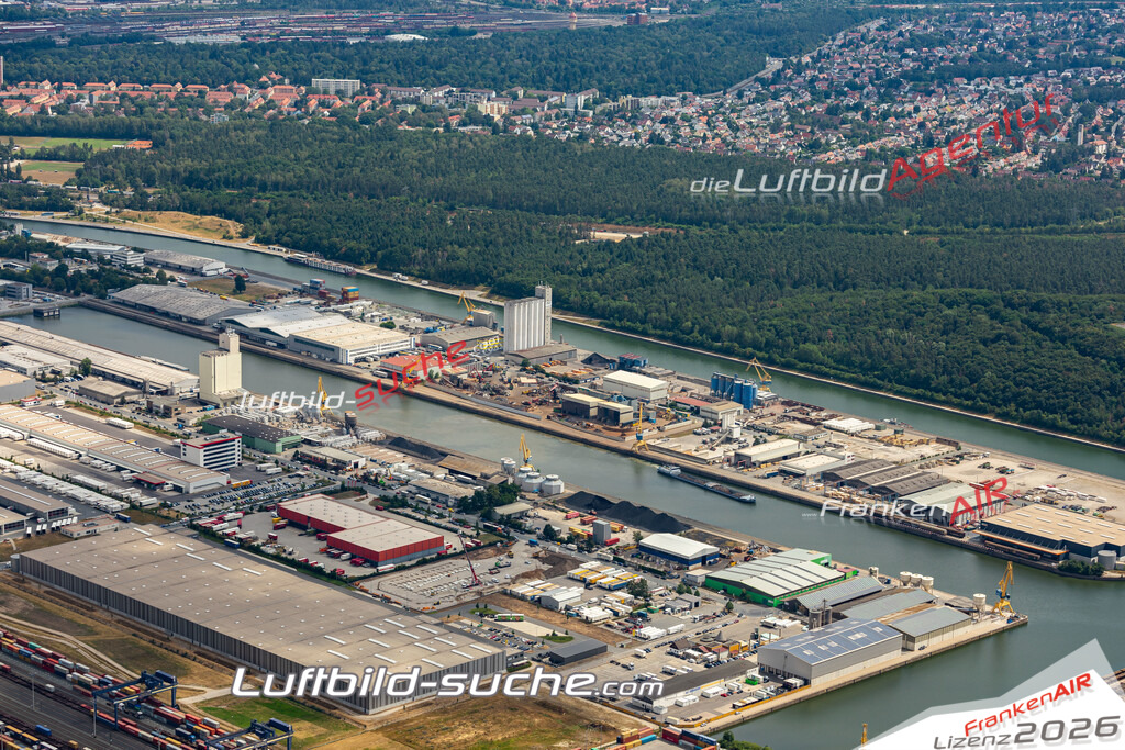 aktuelles Luftbild von Hafen  Nuernberg - Luftaufnahme wurde 2019 von https://frankenair.de mittels Flugzeug (keine Drohne) erstellt.