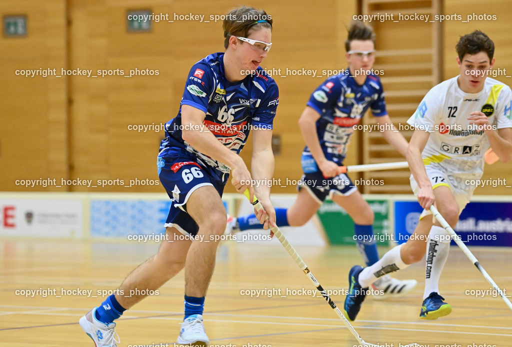 VSV Unihockey vs. IC Graz 17.12.2022 | #66 Jakob Rainer, #72 Finn Strebel