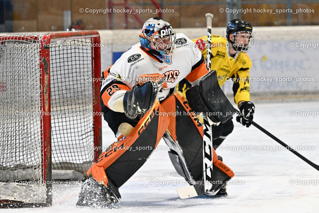 EC Hornets Spittal vs. USC Piraten Velden 18.2.2024 | #29 Stroi Thomas USC Velden, EC Hornets Spittal vs. USC Piraten Velden 18.2.2024, EC Hornets Spittal vs. USC Piraten Velden 18.2.2024 am 18.02.2024 in Spittal an der Drau (Eissportzentrum Spittal), Austria, (Photo by Bernd Stefan)