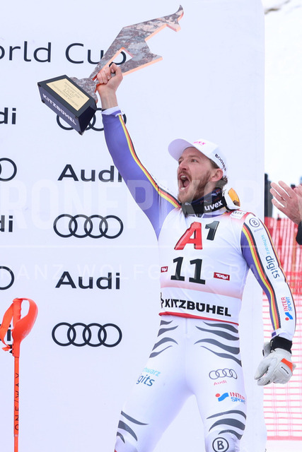Audi FIS Ski World Cup: Men’s Slalom – Hahnenkamm Race, Kitzbuehel | Kitzbuehel, Austria, 25.Jan.26 - Alpine Skiing - FIS World Cup, Hahnenkamm Race, Slalom, men. The image shows STRASSER Linus (GER, Head) third place, with gams.