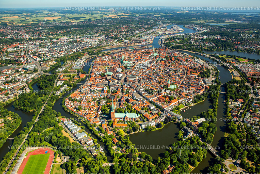 Luebeck15070102 | Altstadt von Lübeck mit Trave und Obertrave,  Lübeck, Lübecker Bucht, Hansestadt, Schleswig-Holstein, Deutschland