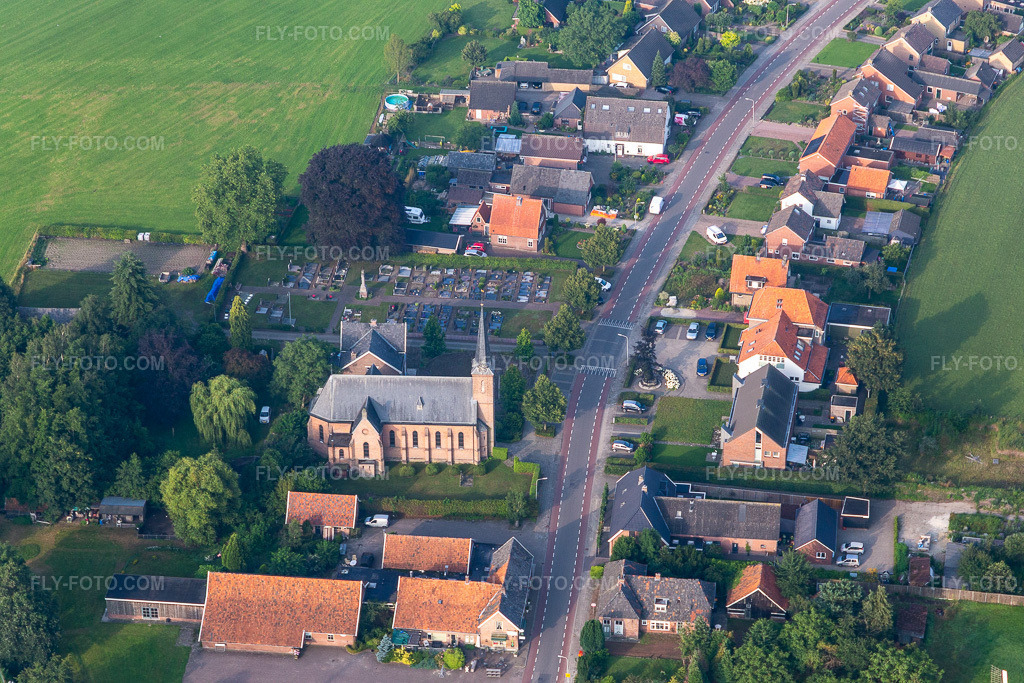 Aerial view: Martelaren of Gorcumkerk in Rekken in the state Gelderland, Netherlands.Photo: IMG_008219.jpg taken on 07/18/2020 by Werner Riehm/FLY-FOTO.comResolution of the original: 5472 x 3648 px