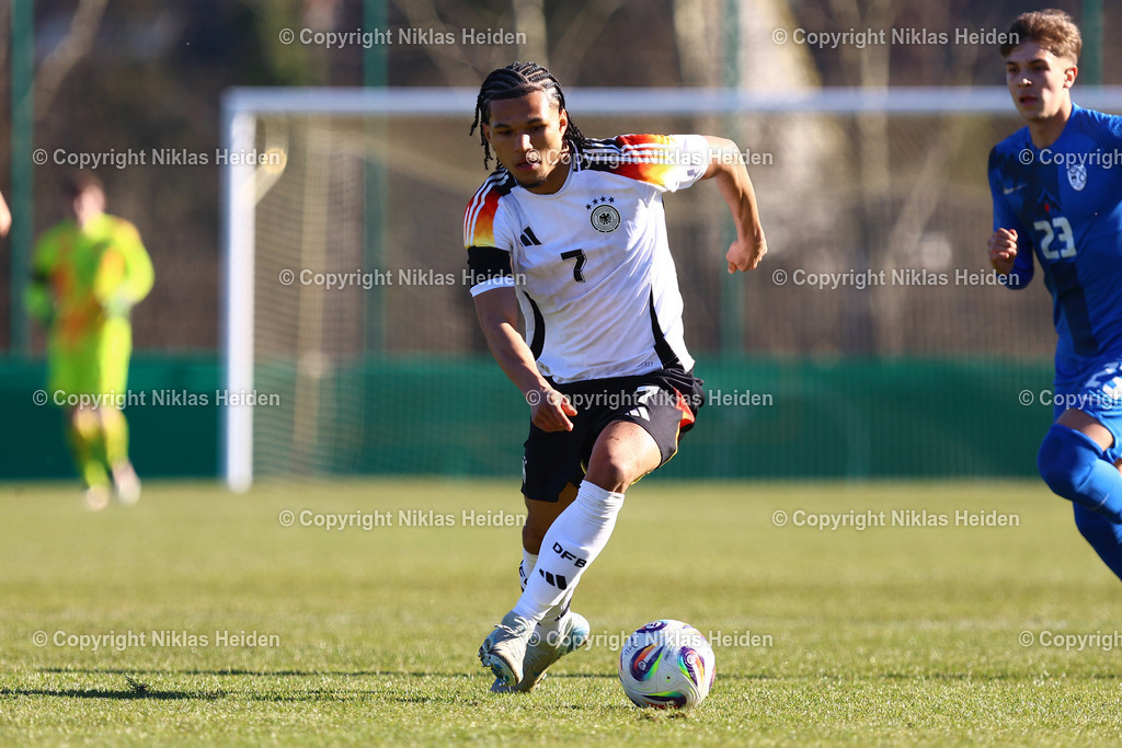 NH_DeutschlandU19_SlowenienU19_UEFAQualifikationsturnier_19032025 | #7 Paris Brunner (Deutschland U19)Fußball I Junioren I UEFA-U19-Europameisterschaft I Saison 2024-2025 I Qualifikationsturnier I Deutschland U19 - Slowenien U19 I 19.03.2025 I Drömlingstadion