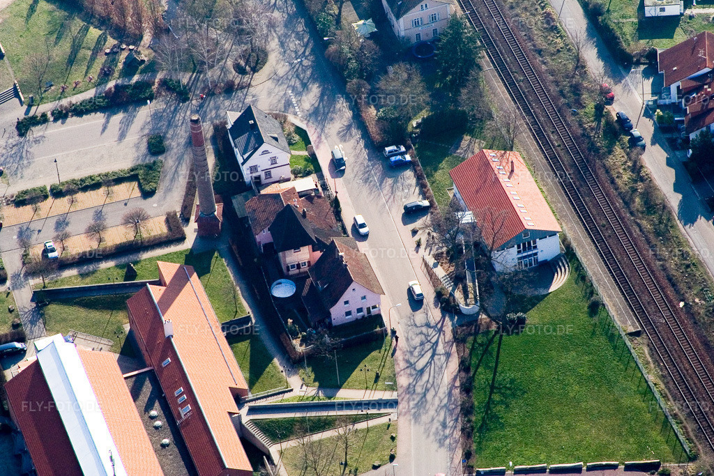 Luftbild: am Bahnhof in Jockgrim im Bundesland Rheinland-Pfalz in Deutschland. Foto: IMG_5438.jpg vom 21.02.2007 durch Werner Riehm/FLY-FOTO.de