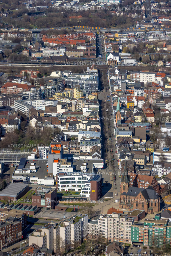 Herne230212136 | Luftbild, Neubau Europagarten und Europaplatz, Kreuzkirche und Bahnhofstraße, Herne-Mitte, Herne, Ruhrgebiet, Nordrhein-Westfalen, Deutschland