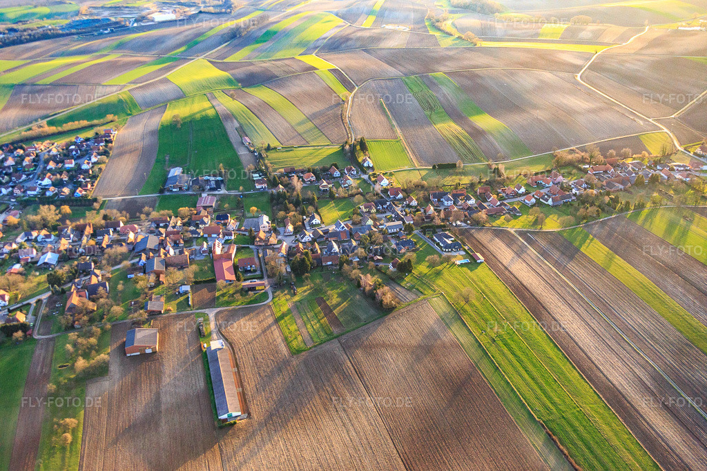 Luftbild: Ortsansicht aus Norden in Wintzenbach im Bundesland Bas-Rhin in Frankreich. – Foto: IMG_086029.jpg vom 06.02.2016 durch Werner Riehm/FLY-FOTO.de – Auflösung des Originals: 5472 x 3648 px