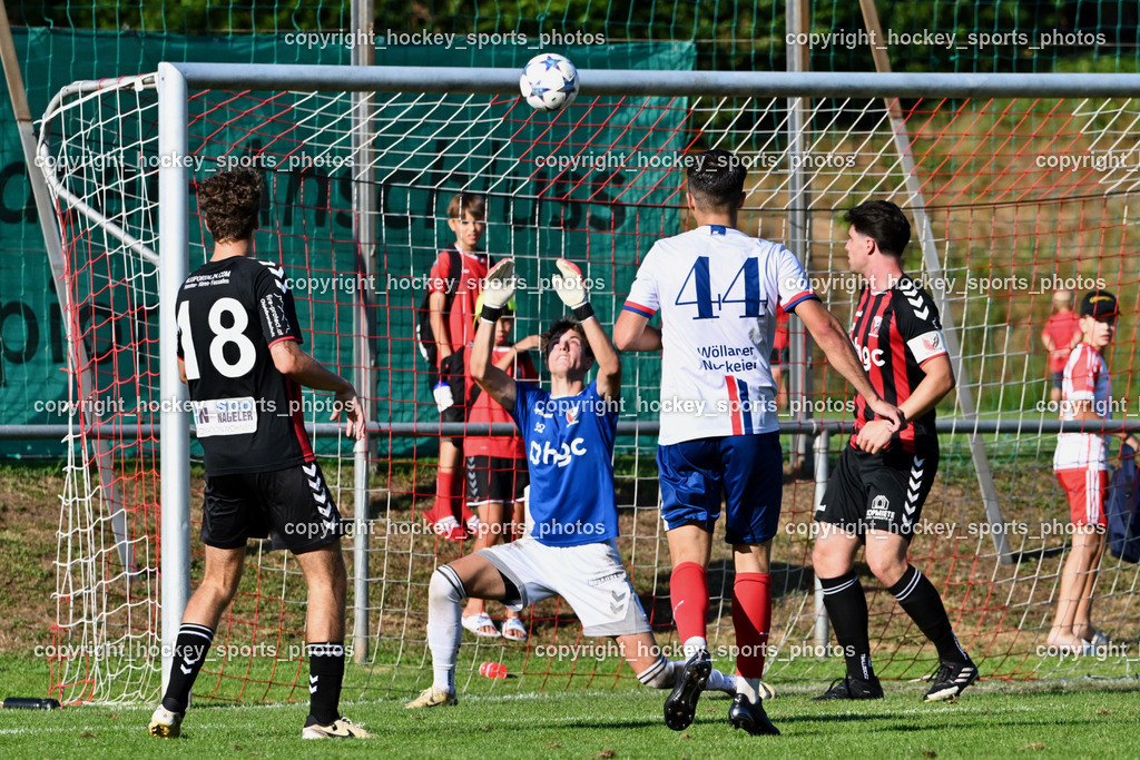 ESV Admira vs. SC Arriach | #18 Lukas Nico Gössl ESV Admira, #92 Philipp Kranzelmayer ESV Admira, #44 Harun Memic SC Arriach, #20 Julian Harald Fuhrmann ESV Admira, ESV Admira vs. SC Arriach, ESV Admira vs. SC Arriach am 24.08.2024 in Villach (Sportzentrum Admira), Austria, (Photo by Bernd Stefan)