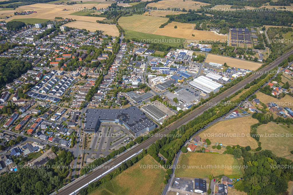 Hamm220809653Heessen | Luftbild, Gewerbegebiet Auf dem Knuf, Solaranlagen auf Industriedächern, Heessen, Hamm, Ruhrgebiet, Nordrhein-Westfalen, Deutschland