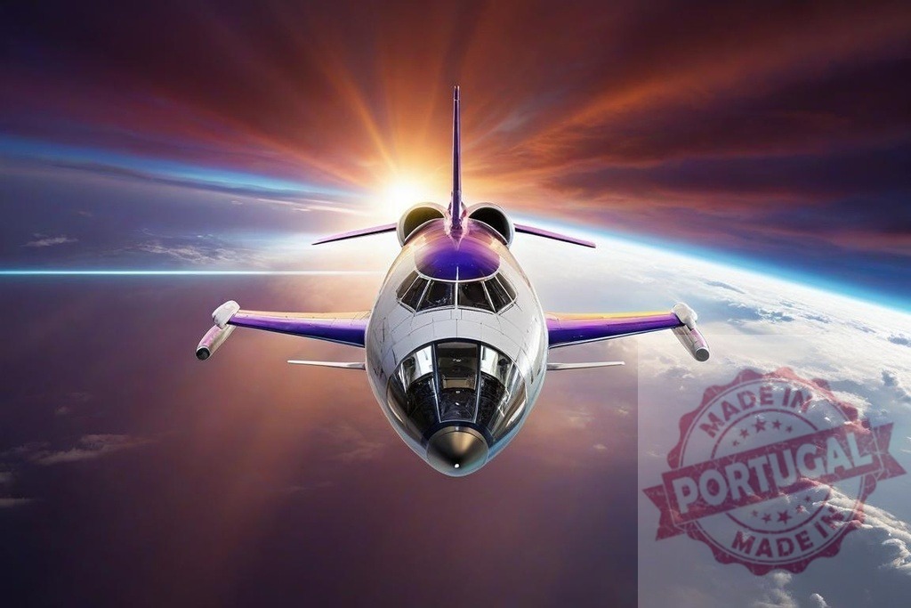 Futuristic spaceship flying above Earth planet during sunrise | Futuristic spaceship traveling high above Earth's atmosphere with sun shining - Realized with Pictrs.com