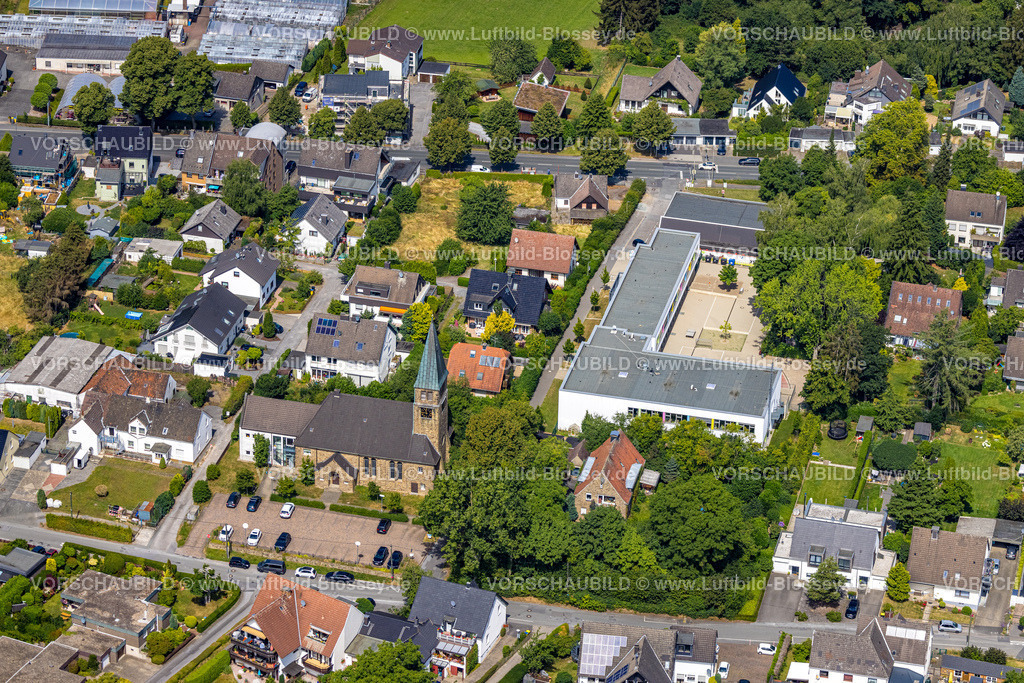 Dortmund220704994 | Luftbild, Kirche Auf dem Höchsten, Grundschule Höchsten, Holzen, Dortmund, Ruhrgebiet, Nordrhein-Westfalen, Deutschland