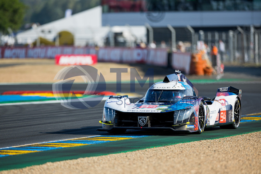 Trainproduction-20230607-1032 | LE MANS,FRANCE,07.Jun.23 - MOTORSPORTS - WEC, FIA World Endurance Championships, 24 Hours of Le Mans, Circuit de la Sarthe, qualifying. Image shows Loic Duval (FRA), Gustavo Menezes (USA) and Nico Mueller (SUI/ Peugeot Totalenergies). Photo: Trainproduction / Matthias Trinkl