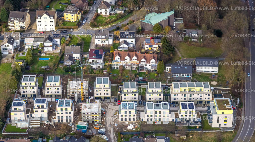 Hattingen251200230-2 | Luftbild, Baustelle und Neubau Wohngebiet Hermann-Rosenstock-Weg, Einfamilien Reihenhäuser, Baak, Hattingen, Ruhrgebiet, Nordrhein-Westfalen, Deutschland