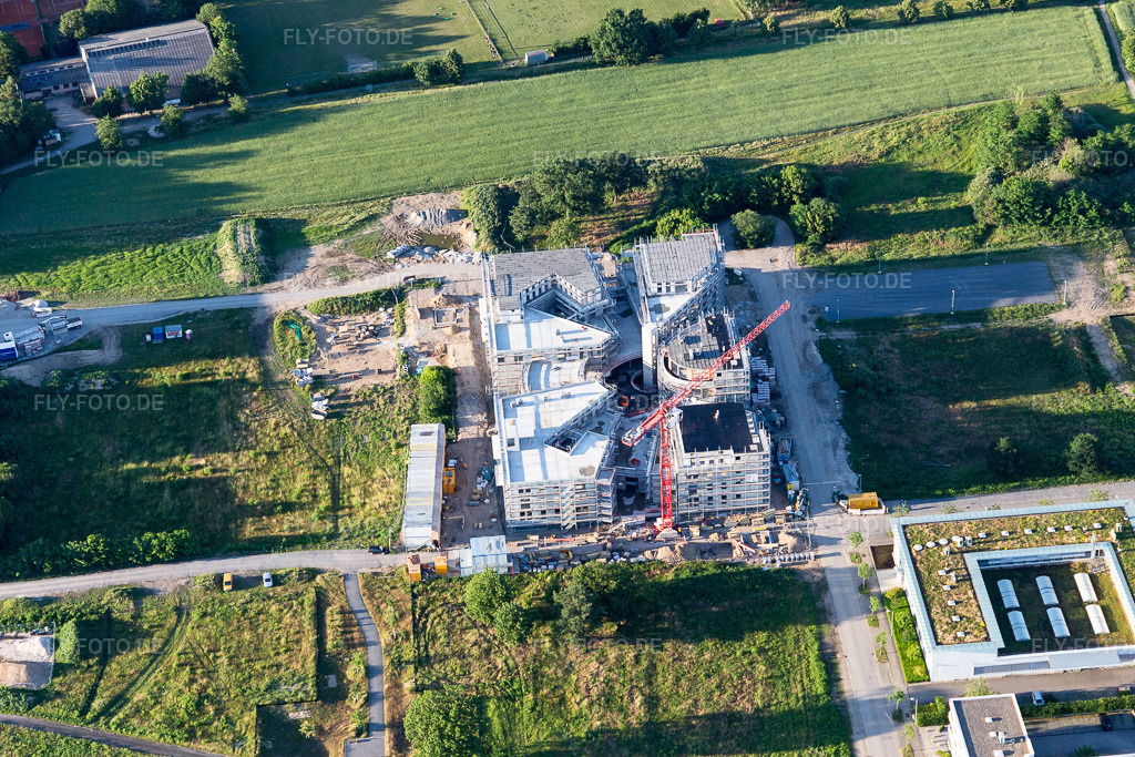 Luftbild: Baustelle des LTC - Linder Technologie Campus in der Wilhelm-Schickard-Straße im Technologiepark Karlsruhe im Ortsteil Rintheim in Karlsruhe im Bundesland Baden-Württemberg in Deutschland. Foto: IMG_115195.jpg vom 13.06.2019 durch Werner Riehm/FLY-FOTO.de