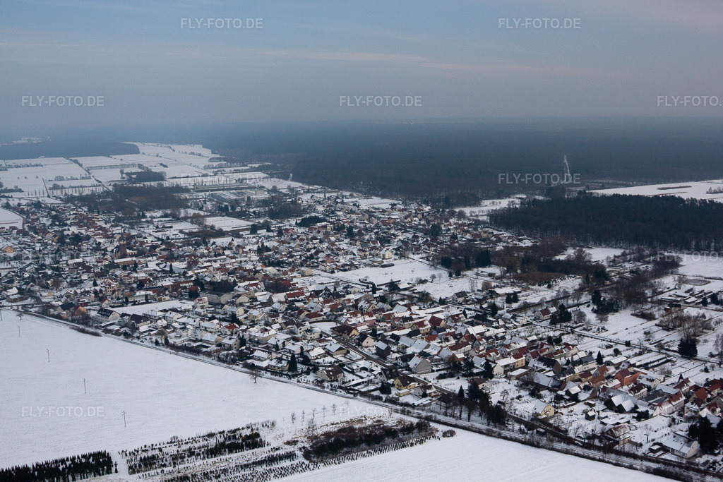 Luftbild: Ortsansicht im Ortsteil Schaidt in Wörth im Bundesland Rheinland-Pfalz in Deutschland. Foto: IMG_23634.jpg vom 16.01.2010 durch Werner Riehm/FLY-FOTO.de