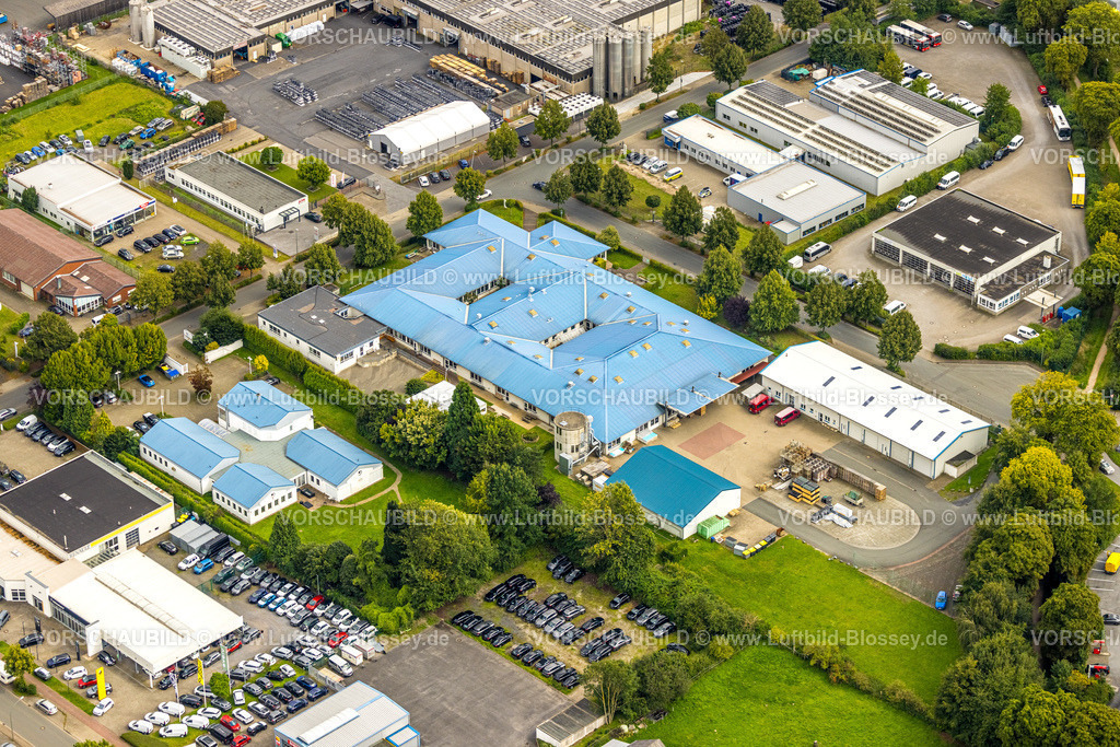 Ahlen230803183 | Luftbild, uftbild, Freckenhorster Werkstätten Vatheuershof, blaue Dächer, Ahlen, Ruhrgebiet, Nordrhein-Westfalen, Deutschland