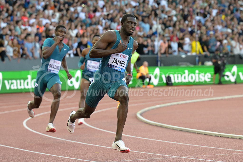 Leichtathletik: Weltklasse Zürich | 08.09.2022, Zürich, Letzigrund, Leichtathletik: Weltklasse Zürich, JAMES Kirani (GRN) im 400m-Lauf der Männer. - Realisiert mit Pictrs.com