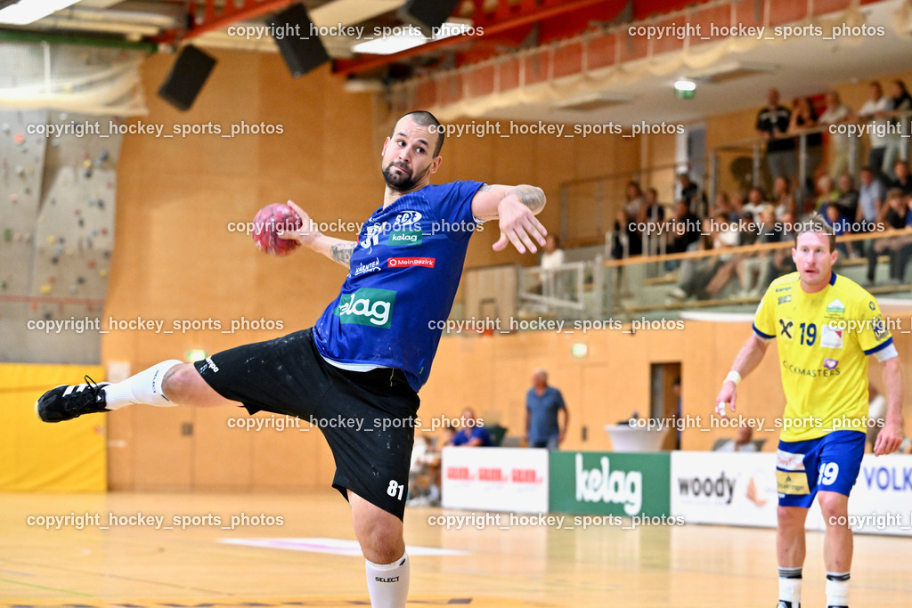 SC Ferlach vs. UHC Hollabrunn | #81 MILICEVIC Adrian SC Ferlach, #19 GAL Kristof UHC Hollabrunn, SC Ferlach vs. UHC Hollabrunn, SC Ferlach vs. UHC Hollabrunn am 20.09.2025 in Ferlach (Ballspielhalle Ferlach), Austria, (Photo by Bernd Stefan)