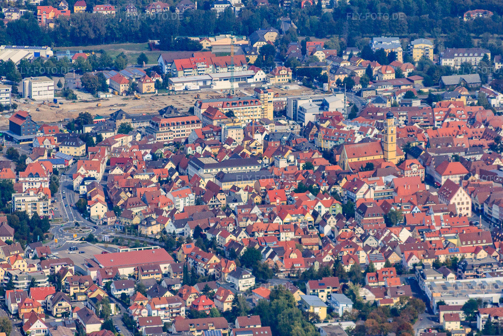 Luftbild: Altstadt von Süden in Bad Mergentheim im Bundesland Baden-Württemberg in Deutschland. Foto: IMG_45656-1703.jpg vom 25.09.2011 durch Werner Riehm/FLY-FOTO.de