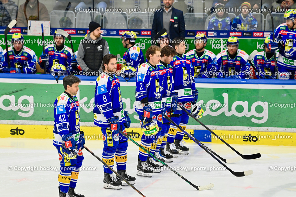 EC IDM WÄRMEPUMPEN VSV vs. Olimpija Ljubljana | Starting six EC VSV, #42 Alex Wall EC VSV, #8 Maximilian Rebernig EC VSV, #2 Dylan MacPherson EC VSV, #16 Kevin Hancock EC VSV, #40 Elias Wallenta EC VSV, EC IDM WÄRMEPUMPEN VSV vs. Olimpija Ljubljana, EC IDM WÄRMEPUMPEN VSV vs. Olimpija Ljubljana am 01.02.2026 in Villach (Stadthalle Villach), Austria, (Photo by Bernd Stefan)