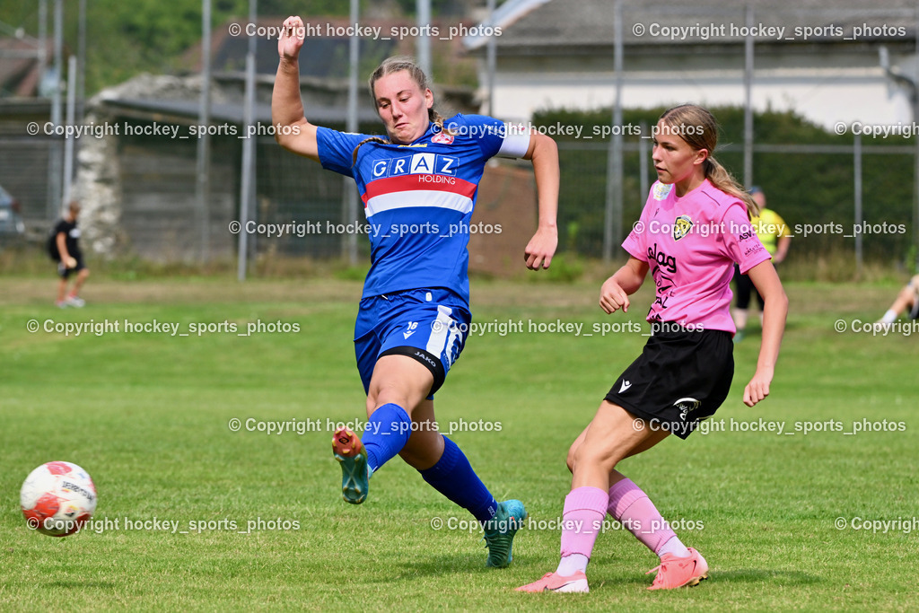 Carinthians Hornets vs. GAK 1902 Frauen | #16 Bettina Baumgartner GAK, #17 Magdalena Sophie Neuman Carinthians Hornets, Carinthians Hornets vs. GAK 1902 Frauen, Carinthians Hornets vs. GAK 1902 Frauen am 01.09.2024 in Sachsenburg (Sportplatz Sachsenburg), Austria, (Photo by Bernd Stefan)