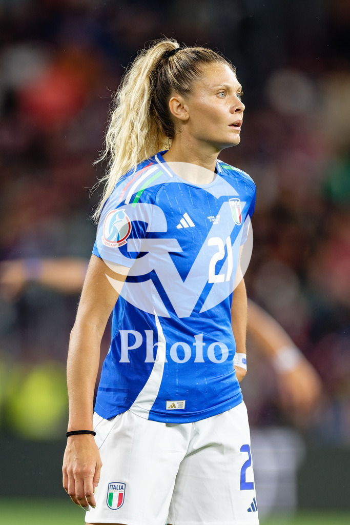 Portugal v Italy - UEFA Women's EURO 2025 Group B | GENEVA, SWITZERLAND - JULY 7:  Michela Cambiaghi of Italy looks on  during the UEFA Women's EURO 2025 Group B match between Portugal and Italy at Stade de Geneve on July 7, 2025 in Geneva, Switzerland. (Photo by Giuseppe Velletri/Sports Press Photo/Getty Images)