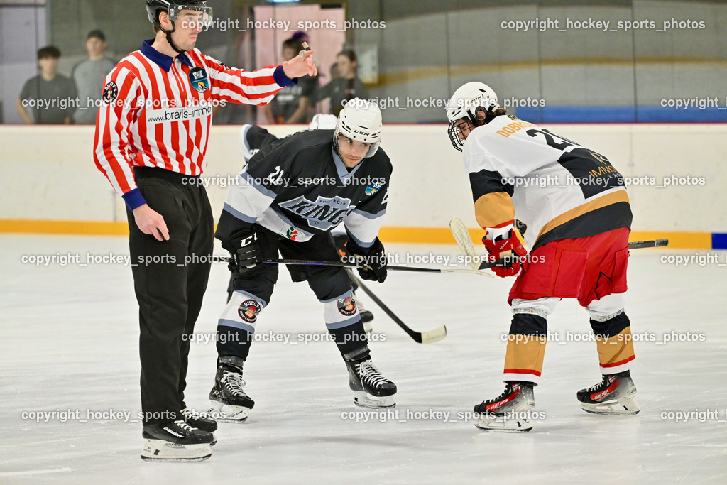 Kuss & Kuss Kings vs. Golden Bulls | Wolfgang Puff Referee, #21 Haudum Luka Kuss &amp; Kuss Kings, #20 Dobrovolny Johannes Golden Bulls, Kuss &amp; Kuss Kings vs. Golden Bulls, Kuss &amp; Kuss Kings vs. Golden Bulls am 30.05.2025 in Ferlach (HTC Eishalle Ferlach), Austria, (Photo by Bernd Stefan)