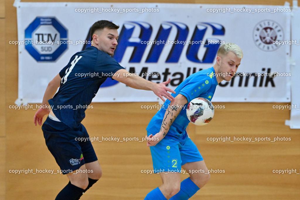 LPSV-Kärnten vs. FUTSAL versli.at Klagenfurt | #11 Armin Majanovic LPSV-Kärnten, #2 Irnes Skoric versli.at Klagenfurt, LPSV-Kärnten vs. FUTSAL versli.at Klagenfurt, LPSV-Kärnten vs. FUTSAL versli.at Klagenfurt am 01.02.2026 in Villach (Ballspielhalle St. Martin), Austria, (Photo by Bernd Stefan)