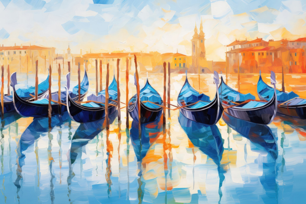 2311010 - Venezianische Gondeln | Venezianische Gondeln im Stil eines Gemäldes.