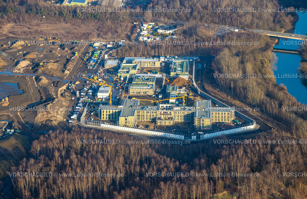 Luenen260101694 _2 | Luftbild, Gelände der ehemaligen Zeche Victoria, Neubau einer Forensik-Klinik, Lünen, Ruhrgebiet, Nordrhein-Westfalen, Deutschland