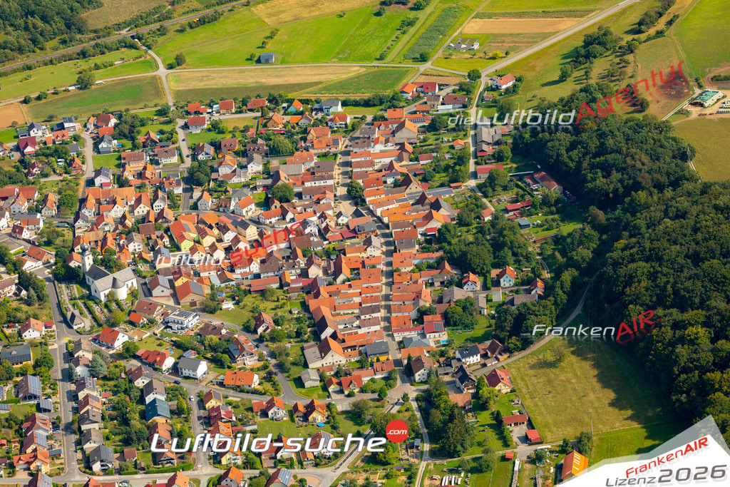 Das Luftbild zeigt : Rottershausen Oerlenbach - Die Luftaufnahme wurde 2024 vom UL-Flugzeug aus erstellt ( keine Drohne ) - Hochauflösende Luftaufnahme - Für grossformatige Ausdrucke geeignet. Die Geschenkidee !Mit Lizenz und Bildrechte bestellbar