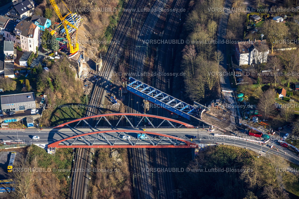Bochum240103815 | Luftbild, Baustelle Brücke Buselohstraße, Altenbochum, Bochum, Ruhrgebiet, Nordrhein-Westfalen, Deutschland