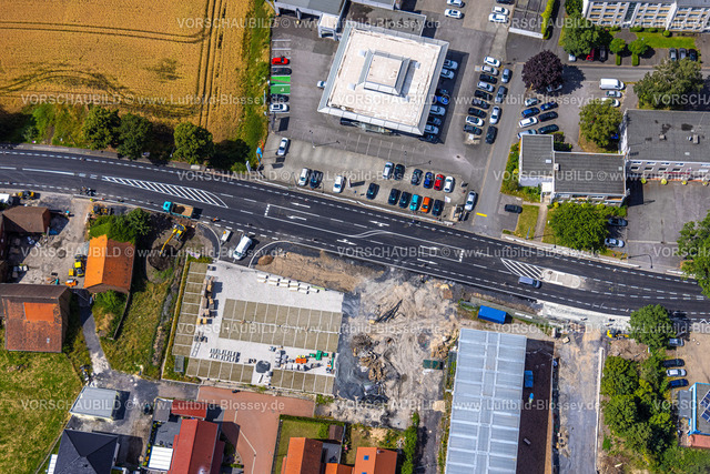 Hamm240706271 | Luftbild, Baustelle mit Neubau und Sanierung Arnold-Freymuth-Gesamtschule / Falkschule, Fangstraße mit neuem Straßenbelag, Stadtbezirk Herringen, Hamm, Ruhrgebiet, Nordrhein-Westfalen, Deutschland
