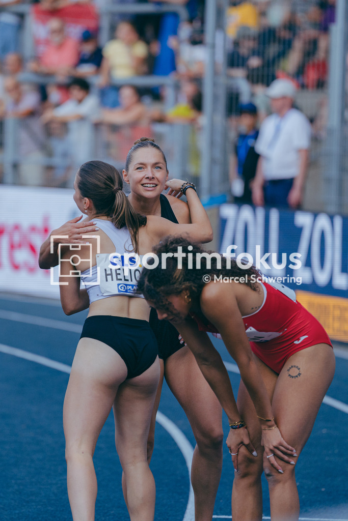 Deutsche Meisterschaften der Frauen und Männer 2026 | Ksenia Helios, SV GO! Saar 05, Gina Lückenkemper, SCC Berlin, 100-Meter-Lauf, Halbfinale, Deutsche Meisterschaften der Frauen und Männer 2026, Lohrheidestadion Bochum-Wattenscheid, 25.07.2026. Foto: Marcel Schwering / sportimfokus - Realisiert mit Pictrs.com