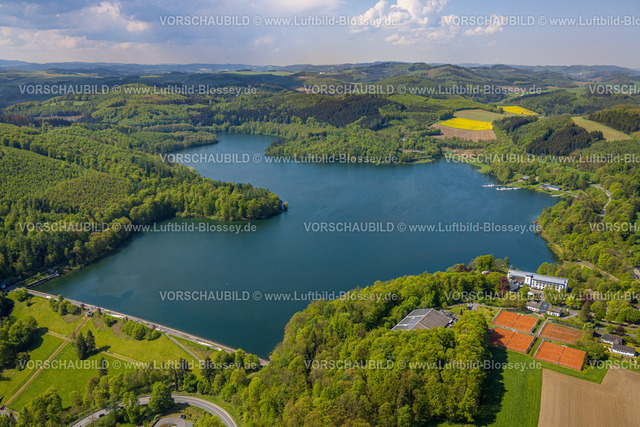 Meschede230500879 | Luftbild, Hennesee Talsperre, Stausee im Arnsberger Wald, Welcome Hotel Meschede/Hennesee, Berghausen, Meschede, Sauerland, Nordrhein-Westfalen, Deutschland