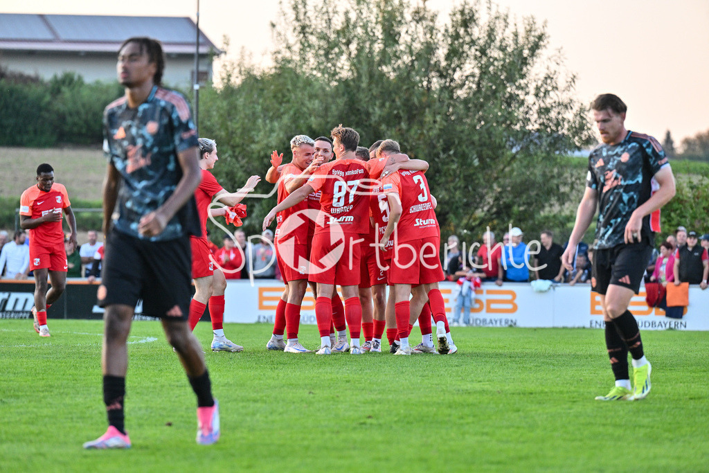SpVgg Hankofen-Hailing - FC Bayern Amateure | Grenzenloser Jubel der Hausherren nach dem Heimsieg gegen den FC Bayern / Regionalliga Bayern: SpVgg Hankofen-Hailing - FC Bayern München II, Maierhofer-Bau Stadion am 20.09.2024