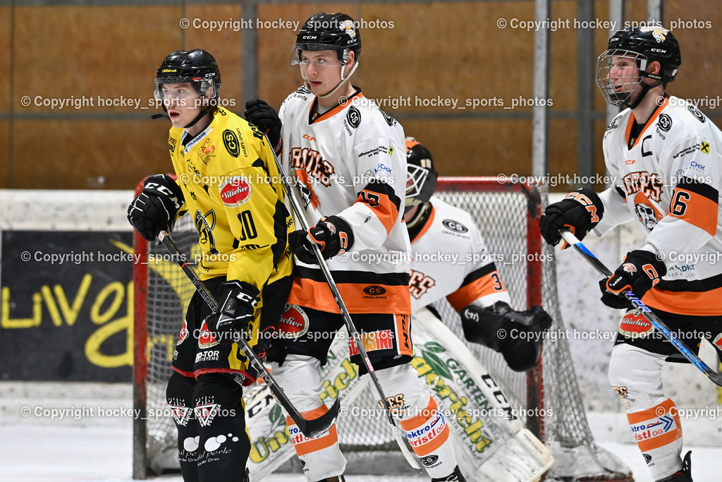 EC Spittal Hornets vs. USC Piraten Velden 7.2.2024 | #90 Ogertschnig Joshua, #17 Hobitsch Samuel, #76 Holzer Nikolaus