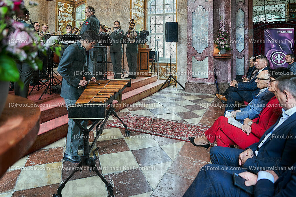 ALS1497_XXXIX-Chopin-Festival_Ausklang_Militaermusikkapelle NOe | (C)FotoLois.com, Alois Spandl, XXXIX. internationales CHOPIN-Festival in der Kartause Gaming, AUSKLANG in der Barockbibliothek mit der Militärmusik Niederösterreich unter der Leitung von Militärkapellmeister Oberst Adolf Obendrauf, So 6. August 2023.