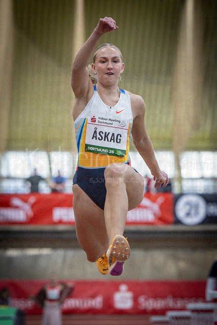 Indoor Meeting Dortmund, 08.02.2026 | DORTMUND, GERMANY - FEBRUARY 8:  Triple jumper Maja Askag (SWE) during the Indoor Meeting Dortmund at the Helmut-Koernig-Halle on February 8, 2026 in Dortmund, Germany. (Photo by Axel Kohring/Beautiful Sports Int.)